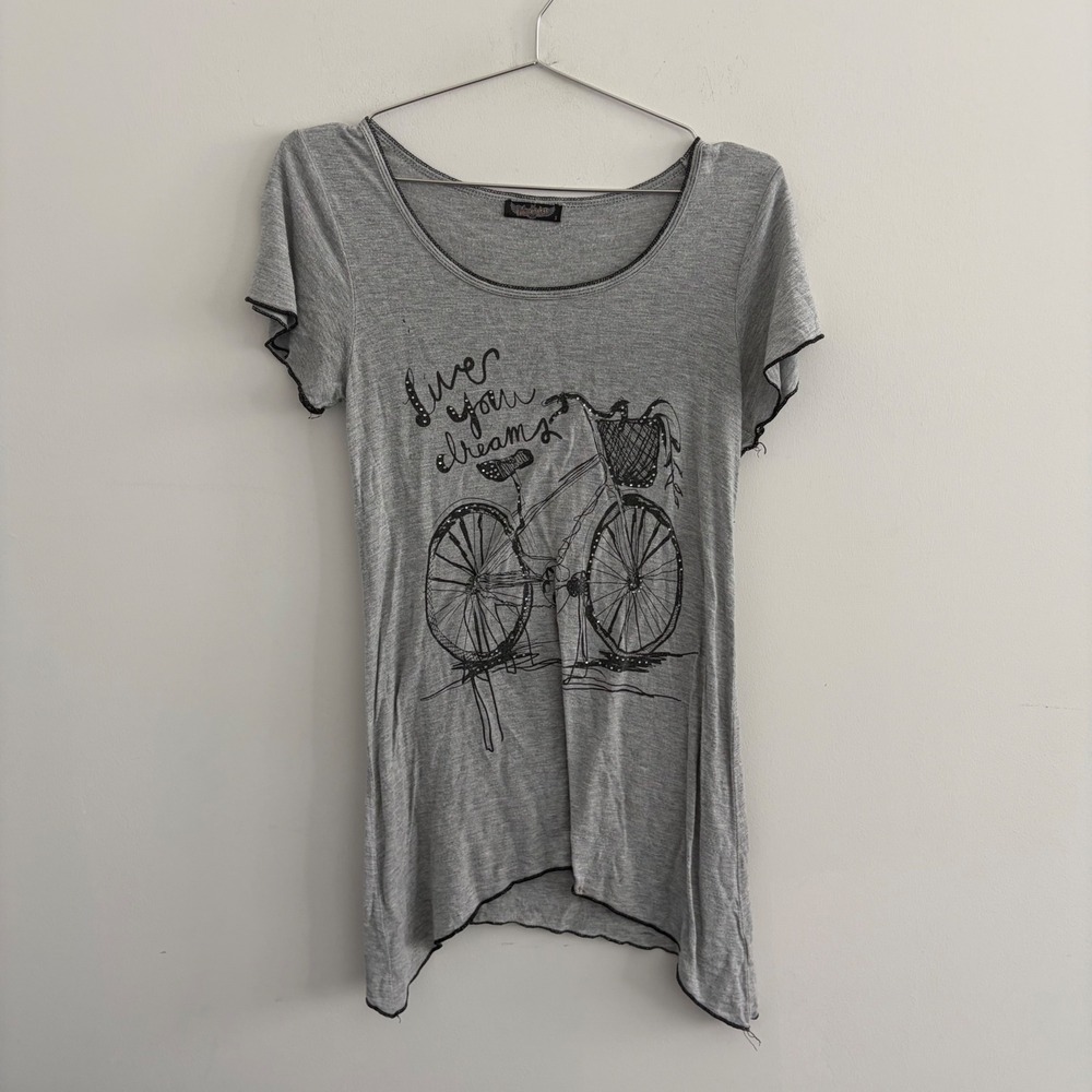 Vanilla Sugar Live Your Dreams Bicycle Graphic Tee Grey Small